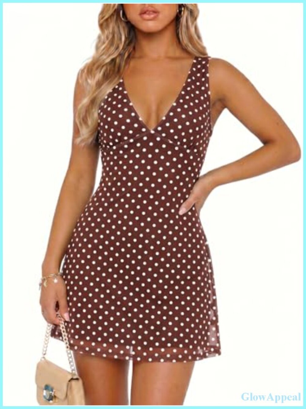 Womens Polka Dot Mini Dress Mesh V Neck Bodycon Sleeveless Backless Club Party